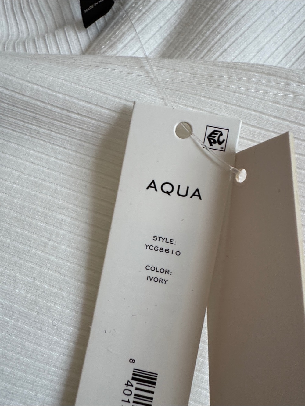 Aqua Ivory Ribbed cross over -Front Long Sleeve Crop Top - Picture 5 of 5